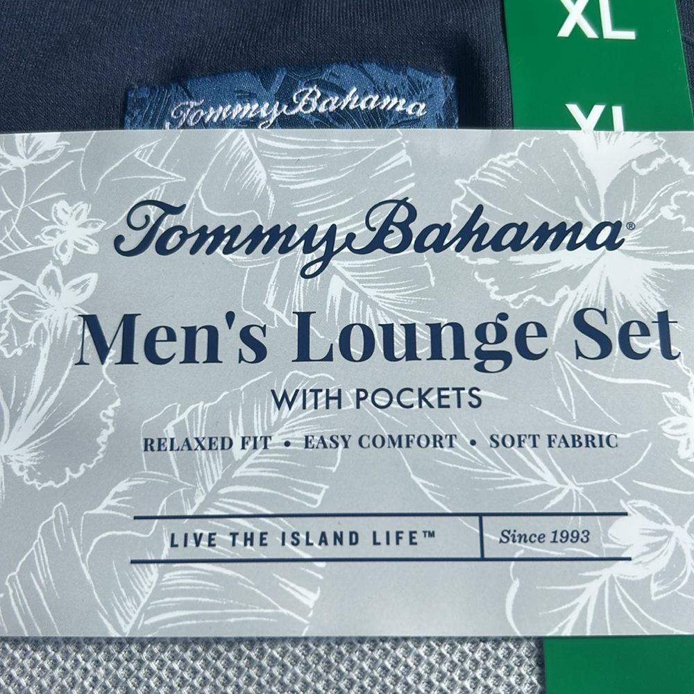Tommy Bahama Men’s 2 Piece Lounge set Relaxed Fit Size L, XL Gray NWT - Picture 2 of 4
